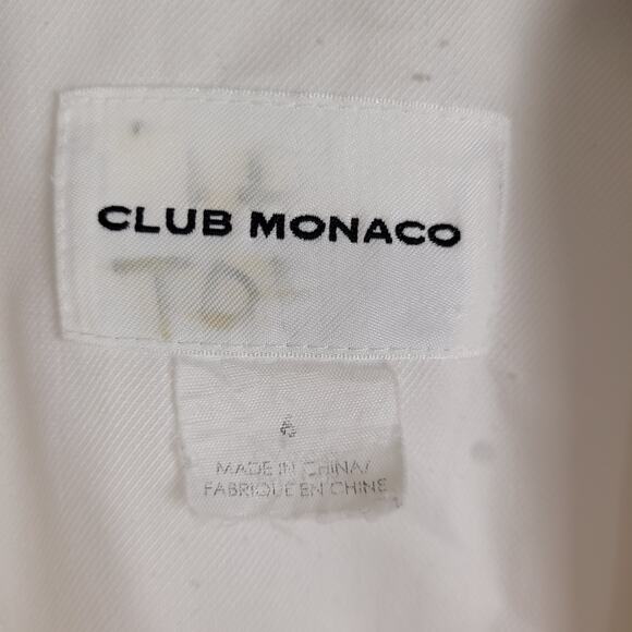 Club Monaco womens double breasted white linen gold button blazer jacket size 6 - Picture 3 of 11